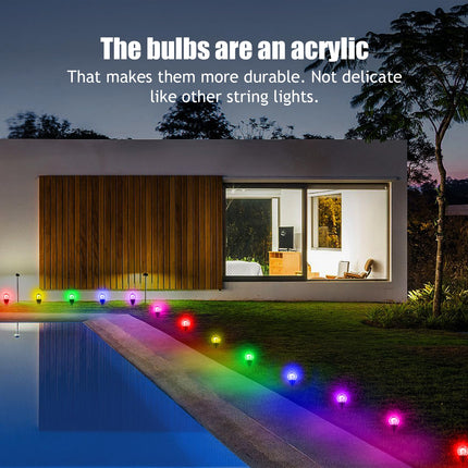 19FT Solar Powered Lights for Outside 20 LED Small Globe Bulbs Walkway Ground Lights 8 Modes IP44 Waterproof for Garden Decor Solar Lights Outdoor for Path Patio Landscape Lawn Yard Christmas Decor