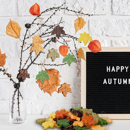 Xinnun 36 Pcs Thanksgiving Fall Glitter Maple Leaves Mini Hanging Fall Leaves Artificial Colorful Foam Ornaments Fall Tree Ornaments for Autumn Garland Thanksgiving Party(Maple