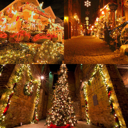 Solar Christmas Lights,600 LED Solar String Lights 196ft 8 Modes Outdoor Solar Christmas Lights for Xmas Trees,Festival,Garden,Balcony,Christmas Decoration,Warm White