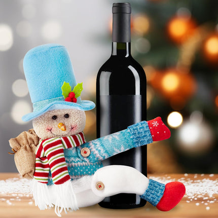 WATINC Christmas Tree Topper Snowman - Unique Xmas Santa Tree Topper Decorations, Funny Snowman Hugger Plush Stuffed Decor for Home Festival Holiday Treetop Wine Curtain Wreath Ornament