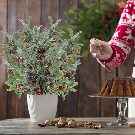 6 Pcs Christmas Artificial Mistletoe Picks 17.3 Inch Fake Mistletoe Decoration Branches with Berries Pinecones Mistletoe Ornaments DIY Crafts for Xmas Tree Wreath Holiday Decor(Red Berry)