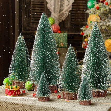 Mini Christmas Trees Christmas Decor, Artificial Christmas Mini Bottle Brush Trees Tabletop, Christmas Decoration Trees with 4 Size Xmas Holiday Decor (Green, 6Pcs)