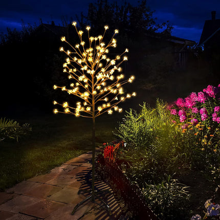4.5FT Cherry Blossom Tree, 104 LED Warm White Lighted Artificial Tree for Decoration Inside and Outside, Home, Garden, Wedding, Birthday, Christmas Holiday, Party