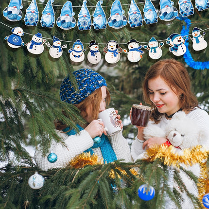 5 Pcs Winter Garland Decorations Hello Winter Banner Winter Felt Garlands Snowman Gnome Decorations Hanging Christmas Winter Decoration for Birthday Christmas Party Decor