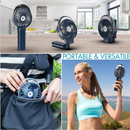 Comlife Portable Handheld Misting Fan, 3000Mah Rechargeable Battery Operated Spray Water Mist Fan, Foldable Mini Personal Fan