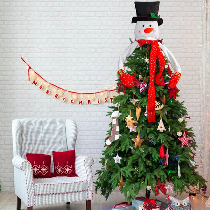 Bimkole Christmas Tree Topper Snowman Hugger Xmas Holiday Home Decoration with Large Hat Winter Wonderland Party Decoration Ornament Supplies