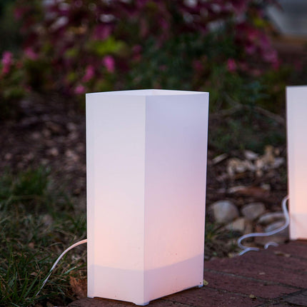 Elf Logic - Set of 10 Electric Luminary Bags (Incandescent Lights) - Plug in and Weatherproof Vellum Luminary Pathway Lighting - Reusable Luminary Bags - Perfect Outdoor Luminary Lights