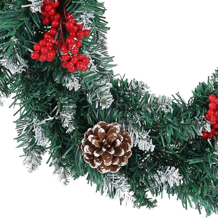 Christmas Wreath, Outdoor Lighted Wreaths for Christmas, Front Door Christmas Wreaths with 30 LED, Pre-Lit Battery Powered Christmas Door Decorations with Pine Cones, Berry Clusters, 18 Inches