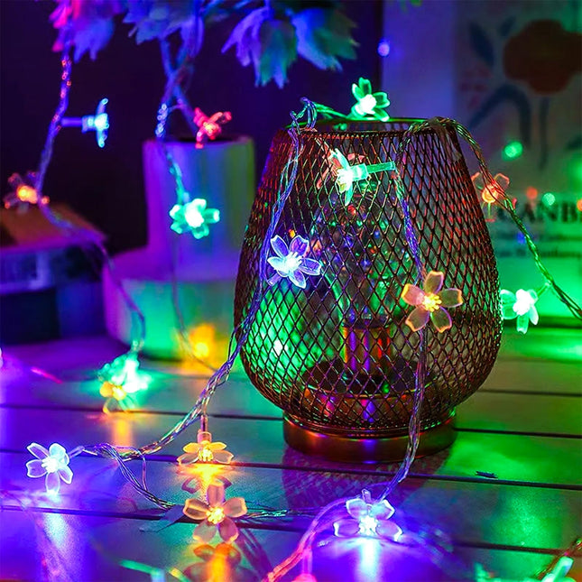 Flower Fairy String Lights, 33ft 100 LED Cherry Blossom Plug in Easter Christmas Tree Hanging Décor Lamp, Garden Bedroom Indoor Decorations for Fence, Wedding Birthday Party (Multicolor)