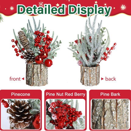 Small Tabletop Christmas Tree Mini Artificial Christmas Tree Little Potted for Desk Xmas Trees Pine Cone Christmas Trees Pencil Christmas Table Centerpieces for Christmas Office Home Decor