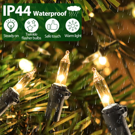 Clear Christmas Lights 66FT 200 Incandescent Bulbs Warm White Mini Lights with Black Wire for Christmas Tree, Garland, Thanksgiving, Wedding, Party, Home, Indoor & Outdoor Festival Decoration
