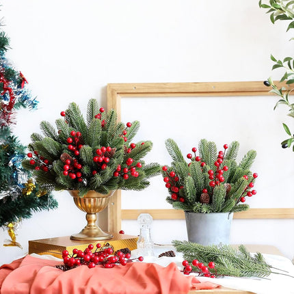 Artificial Pine Stems 100 PCS, Faux Greenery Pine Branches Pine Leaves for DIY Christmas Garland Wreath Christmas Tree and Christmas Home Decor