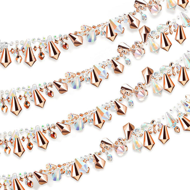 80 Feet 4 Rolls Clear Christmas Garlands Crystal Acrylic Bead Garlands Large Twist Christmas Bead Garlands Hanging Beaded Christmas Tree Garlands for Christmas Wedding Party (Rose Gold Series)