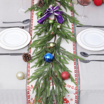 6FT Winter Pine Garland, Real Touch Pine Garland, Artificial Christmas Garland, Green Pine Garland, Artificial Greenery Garland for Table, Mantle, Wall, Indoor, Outdoor Christmas Decorations
