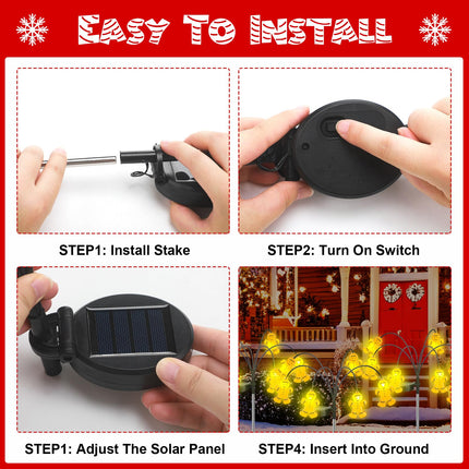 4 Pack Solar Christmas Pathway Lights Solar Gingerbread Man Christmas LED Lights Gingerbread Yard Stake Lights Solar Christmas Decorations for Xmas Holiday Yard Patio Pathway Decor