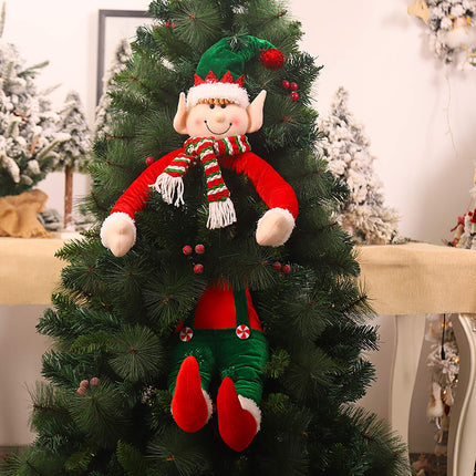 Christmas Xmas Tree Toppers Top Decoration Xmas Home Ornaments Party Favors Funny Cute Elf Plush Doll Leg and Heads Body Green and Red