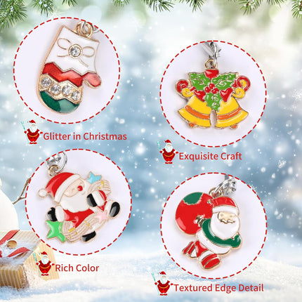 Edenseelake 30 Pcs Mini Christmas Ornament, Small Resin Metal Haning Christmas Ornaments with String for Christmas Tree Decoration