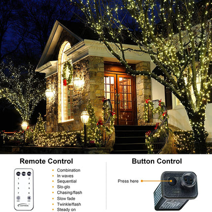 LIGHTSHARE 1000LED 328FT String Lights Warm White, 8 Modes 30V Plug in Fairy Lights with Remote Control for Home Garden Yard Christmas Wedding Holiday Party Thanksgiving Festival Decoration