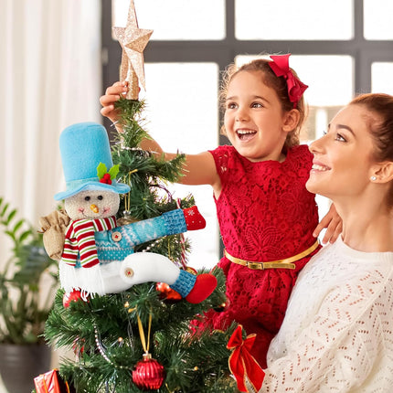 WATINC Christmas Tree Topper Snowman - Unique Xmas Santa Tree Topper Decorations, Funny Snowman Hugger Plush Stuffed Decor for Home Festival Holiday Treetop Wine Curtain Wreath Ornament
