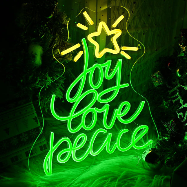 Christmas Tree Neon Sign, Xmas Trees Peace Love Joy Christmas Decoration, USB Powered Led Merry Christmas Neon Light Up Sign for Wall Decor, Xmas Led Sign for Home Holiday Year Party Backdrop