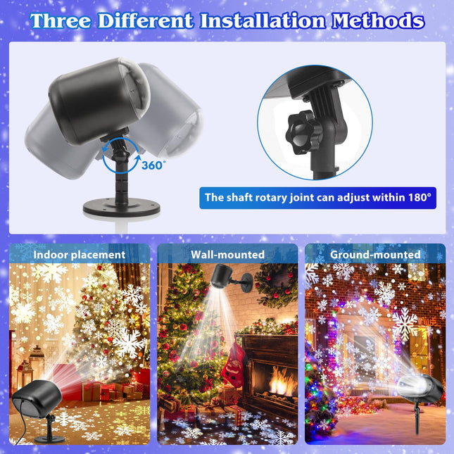 Christmas Snowflake Projector Lights, Snowfall LED Light Projector with Realistic Effect, Christmas Outdoor Light Projector with Remote Control Halloween Xmas Holiday Wedding Party Garden Patio Decor