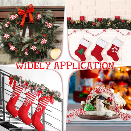 10 Feet Christmas Candy Garland Peppermint Candy Garland Christmas Decorations Fake Crystal Candy Decor Christmas Tree Garland for Xmas Home Christmas Home Decoration (Classic Style) (Red and White)