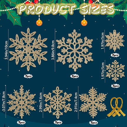 49pcs Christmas Party Decorations Snowflake Ornaments - Champ Glitter Snowflakes DIY Hanging Ornaments for Winter Christmas Tree Wall Ceiling Window Decor