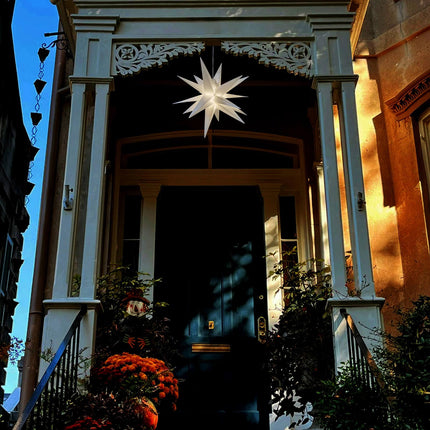 Leejec 22" Moravian Star Light, Easy Assembly, Christmas Decorations, Indoor& Outdoor Hanging, Advent Star, Warm White LED Porch Light with Timer, Wedding & Home Decor