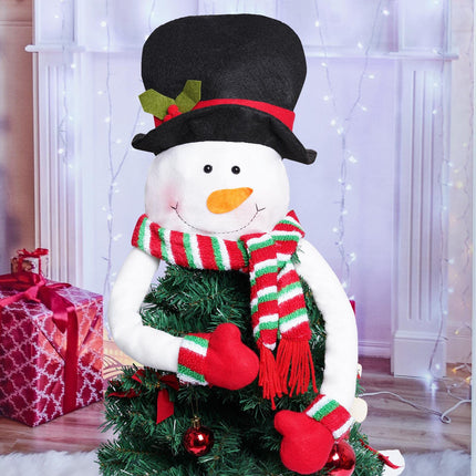 Christmas Tree Topper Snowman Hugger Santa Christmas Tree Topper Xmas Holiday Winter Wonderland Party Decoration Ornament Supplies