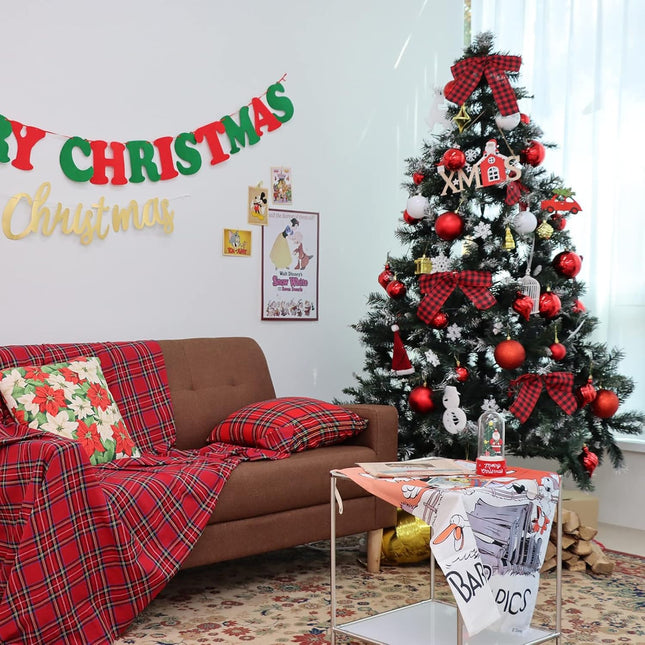 ptlsy 6FT Christmas Tree Artificial Pine Christmas Tree with Solid Metal Stand 800 Branch Tips and Decorations Perfect for Indoor and Outdoor Holiday (Green)
