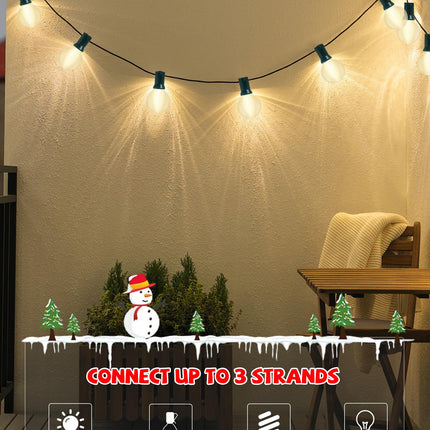 25FT G40 Frosted Christmas Lights,Globe Christmas Lights with 27 Frosted White Bulbs,Outdoor String Lights for Outside Indoor Garden Wedding Pergola Backyard Patio Xmas Tree Decor,Green Wire