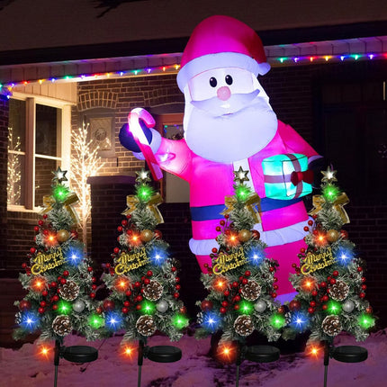 Outdoor Christmas Tree Christmas Decorations,2 Pack 40 Led Light 2 Modes Solar Christmas Tree Outdoor Waterproof,Solar Powered Christmas Tree for Garden Yard Pathway Lawn Decoration