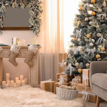Zeyune 100 Pcs 14.6 Inch Glitter Artificial Christmas Picks Shinny Leaf Spray Christmas Tree Picks and Sprays Floral Picks for Xmas Winter Wreath Vase Fillers DIY Floral Arrangements (Champagne Gold)