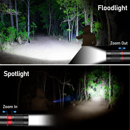 Blukar Rechargeable Flashlight, Super Bright Adjustable Focus Flashlights | 4 Lighting Modes, Long Lasting, Waterproof Small Mini LED Flash Light for Power Cuts, Emergency, Camping, Hiking, Outdoor - Black