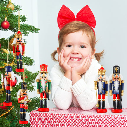 12 Pcs Wooden Soldier Nutcracker Ornaments - Small Hanging Xmas Decor for Tree - Classic Figures