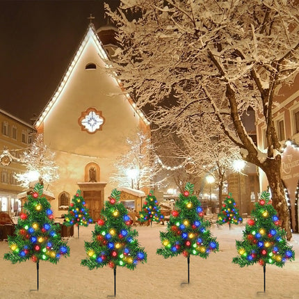 8Pack Outside Christmas Decorations Solar Christmas Tree Stake Lights, 160LED Solar Xmas Tree Lights Waterproof 8 Modes Christmas Garden Pathway Lights for Outside Xmas Holiday