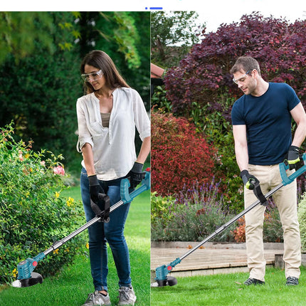 Weed Wacker Cordless 21V, 47" Adjustable String Trimmer with Blade, Brush Cutter Lawn Edger Battery Powered 6000mAh, Lightweight Cordless Weed Eater Grass Trimmer for Lawn Trimming Lawn Care