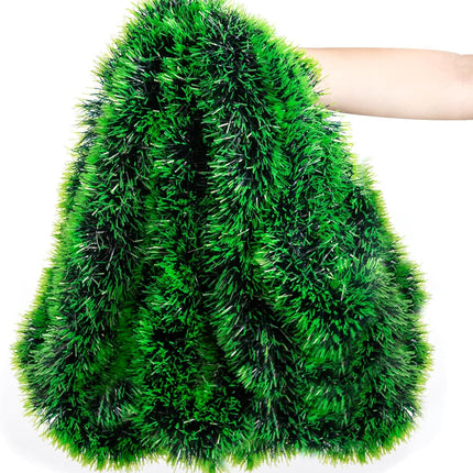 33FT Christmas Tinsel Garland Green Metallic Tinsel Twist Garland Artificial Greenery Pine Hanging Garland for Xmas Tree Decoration Wedding Party Supplies (Green)