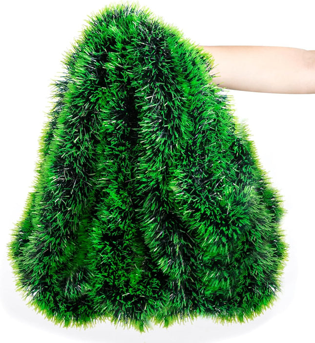 33FT Christmas Tinsel Garland Green Metallic Tinsel Twist Garland Artificial Greenery Pine Hanging Garland for Xmas Tree Decoration Wedding Party Supplies (Green)
