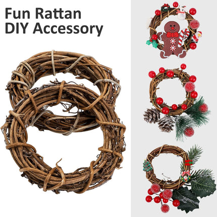 Ruisita 24 Pieces Grapevine Wreaths Vine Branch Wreath Natural 3 Inch Christmas Rattan Wreath Garland Decoration for Christmas Holiday Craft or Wedding Supplies