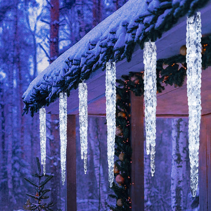 Icicle Lights Outdoor 29.42ft with Remote - 20 Tubes 100 LED Icicle Christmas Lights, Waterproof Icicle Indoor Lights for Tree Patio Roof Holiday Decor, Cool White