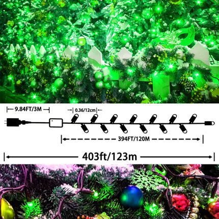 JXLEDAYY 1000 LED Christmas Lights, 403 FT Christmas Lights Outdoor Waterproof 8 Modes Timer LED String Lights for Xmas Tree Wedding Holiday Party Thanksgiving Decoration-Green