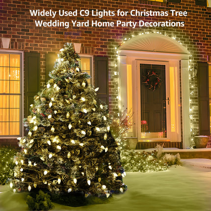 SHARKSTAR C9 LED String Lights, 31.5ft, WarmWhite, Outdoor Christmas Decorations, Connectable, Waterproof, UL