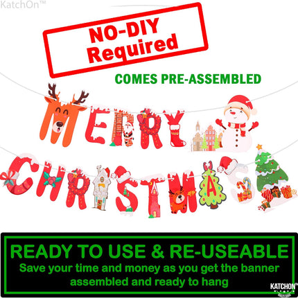 KatchOn, Merry Christmas Banner for Mantle- 10 Feet, No DIY Merry Christmas Garland Banner Merry Christmas Banners Indoor, Merry Christmas Sign for Christmas Decorations Christmas Party Banner