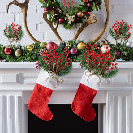 MTLEE 12 Pieces 9.8 Inch Artificial Christmas Tree Picks Berry Pine Branches Christmas Floral Picks Pine Cone and Leaves Stems for Christmas Tree Wreath Garland Decor