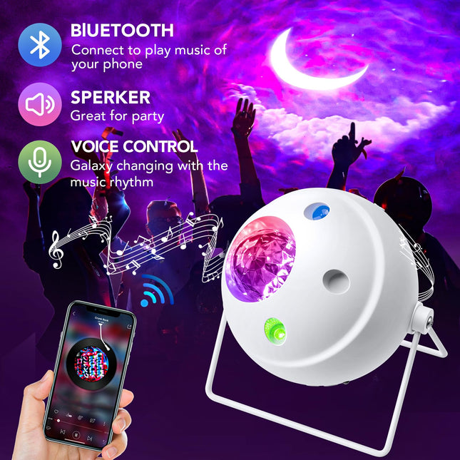 Star Projector Lights for Bedroom Decor, Bluetooth Speaker Galaxy Light for Room,Voice Control Star for Ceiling Projector,Remote Timer Multi-light Mode Galaxy Projector, 5 Films Projector Light