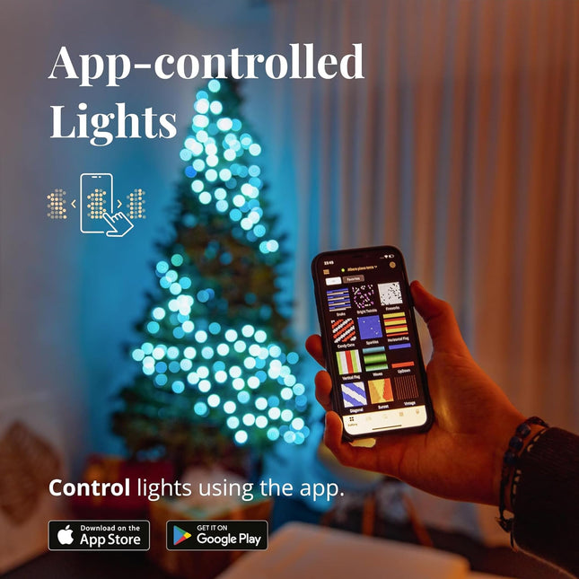 Twinkly Cluster 19.7ft RGB, Dense Strip of 400 LED Lights, in- and Outdoor Smart Multicolor LED Lights, Compatible Alexa and Google Home, Gaming Lights, IP44, App Mapping, Green Wire