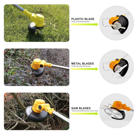 Electric Weed Wacker String Trimmer, 3 in 1 Cordless Weed Eater Lawn Grass Edger with 2 Batteries & 1 Quick Charger for Garden and Yard (Yellow)