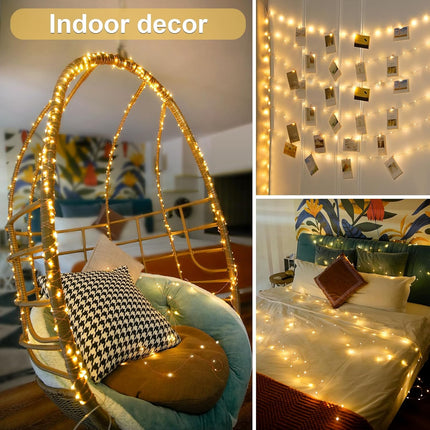 JMEXSUSS 2 Pack Fairy Lights Battery Operated with Remote, Total 400 LED 132ft Battery Powered Christmas String Lights, Twinkle Fairy Lights for Christmas Tree Bedroom Indoor Outdoor Decor, Warm White