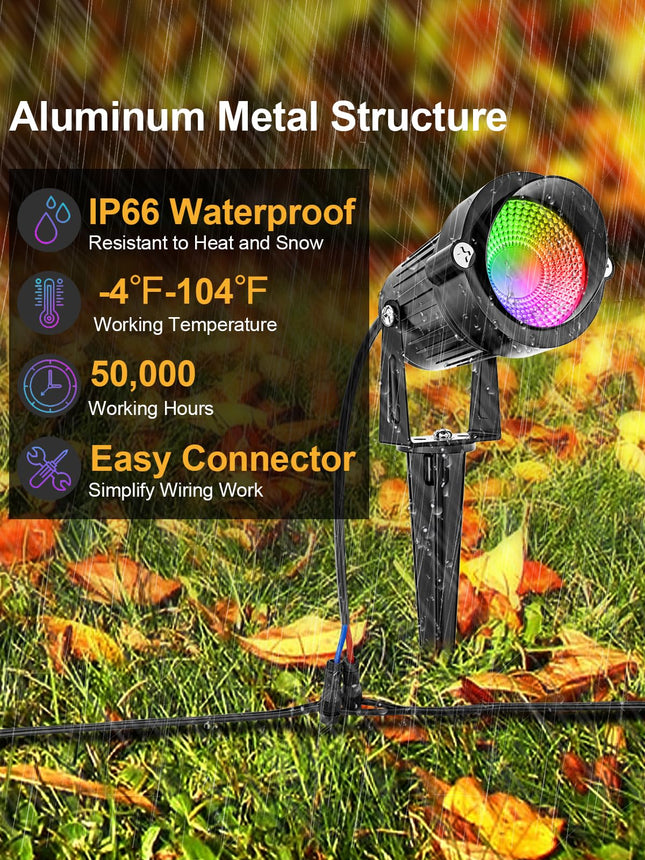 ZUCKEO 12W RGB Low Voltage Landscape Lights, LED Color Changing Landscape Lighting, IP66 Waterproof Outdoor Spotlight, 12V 24V Christmas Decorative Light for Yard Garden Path(12Pack)
